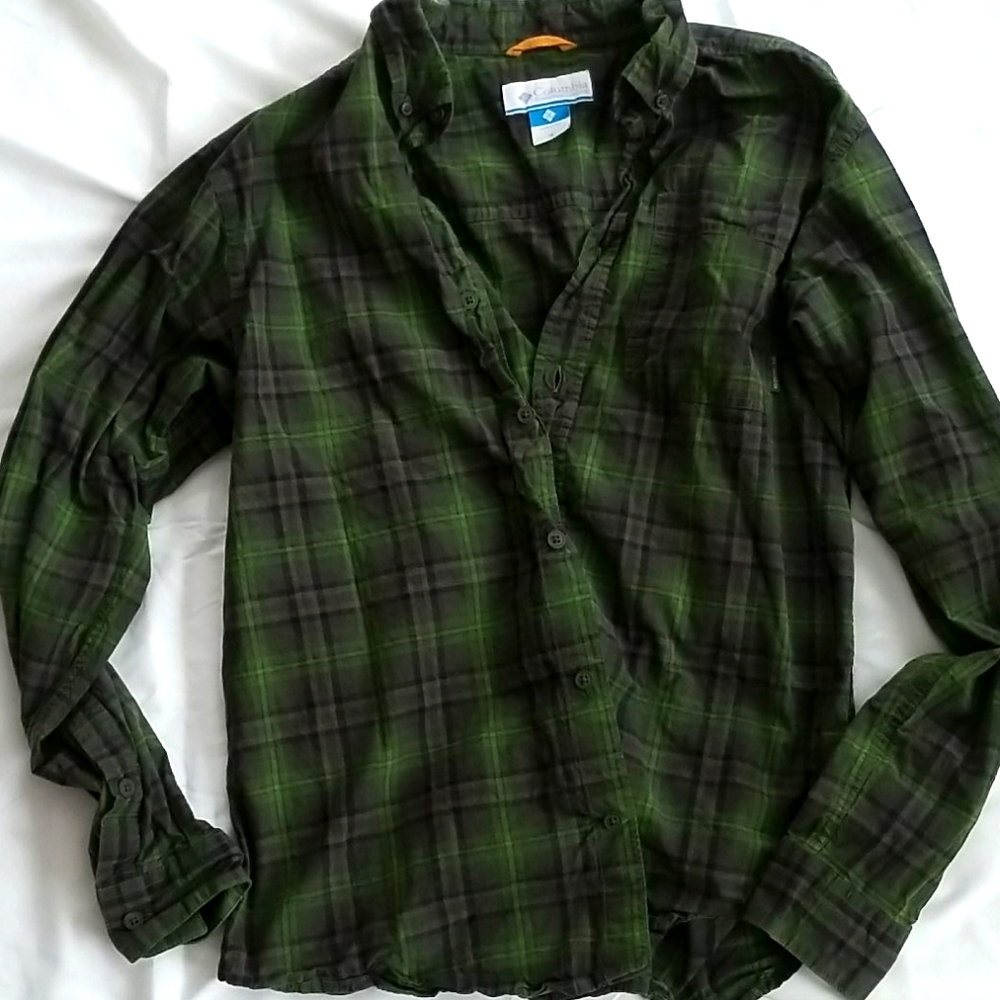 Columbia Green Plaid button down